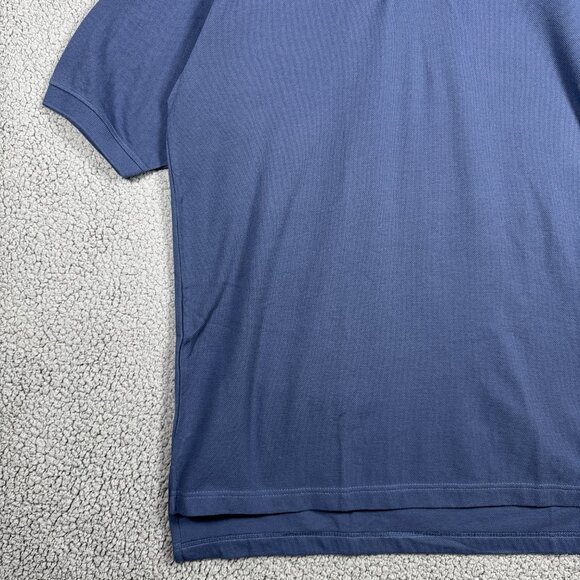 Vintage Polo Shirt Mens Size XL Tall Navy Blue Cotton Wolf Embroidery Canvas - Picture 4 of 11